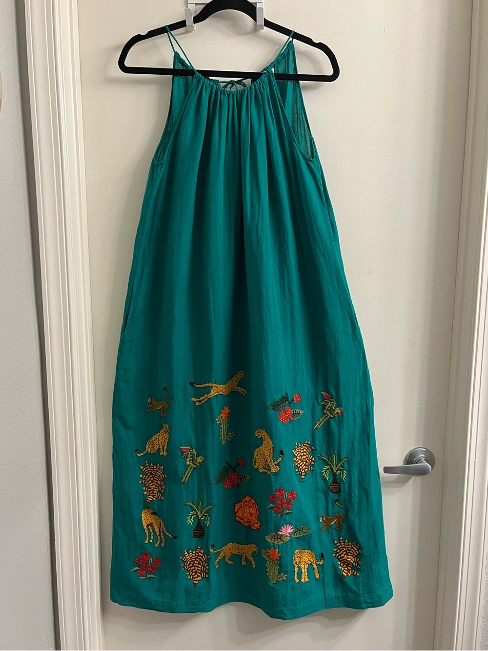 Benaras by Citrus Cotton Linen Resortwear Embroidered Dress Size Small